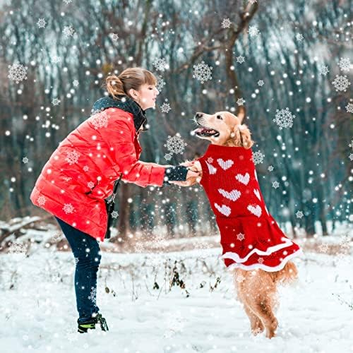 3 Парчиња Куче Џемпери Фустан Turtleneck Куче Џемпер Облека со Pompon Топката Зима и Топло, Куче Божиќ Џемпери Pullover Срцето Ѕвезда