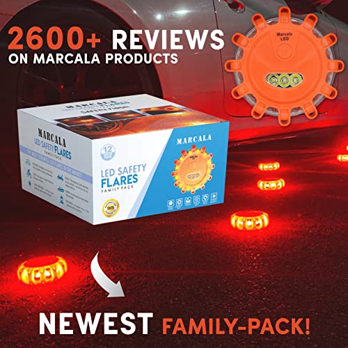 MARCALA Итни Ракети за Автомобили 12-Pack | Патот за Безбедност на Дискови | LED Безбедност Одблесокот Итни Светла | За единствено