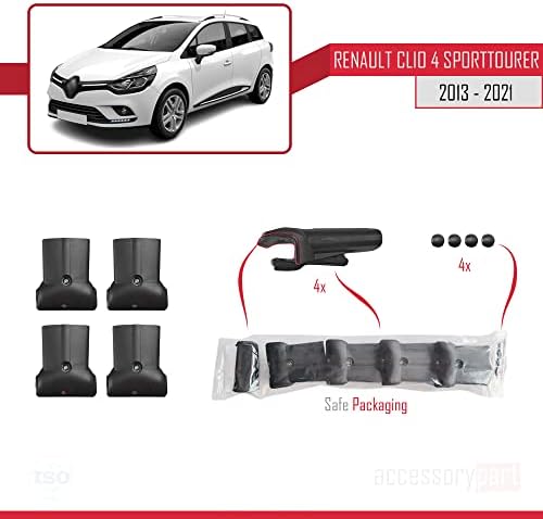 accessorypart Крстот Бар за Рено Clio Sport Tourer - СИ 2013-2021 Покривот Полици Автомобил Врвот Багаж Превозникот Шини Сива
