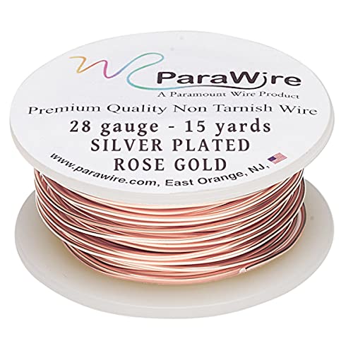 ParaWire Розово Злато-Заврши Сребро-Обложено Бакар Занает Жица 28-Мерач 15-Јарди со Јасни Заштитна Обвивка