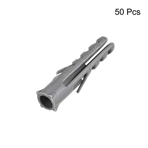 uxcell 6x30mm Пластични Проширување Цевка Завртки Колона Рамка Fixings Сива 50pcs