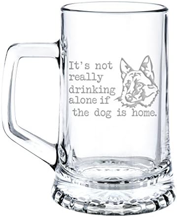 Тоа Не е Навистина Пиење Сам Ако Кучето Е Дома германски Овчар Врежани 15-унца Кригла Пиво Стакло