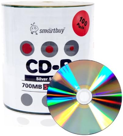 Smart Купи Сјајна Сребрена Врвот CD-R 100-Pack 700mb 52x Празно Снимање Дискови, 100 Пршлен, 100pk
