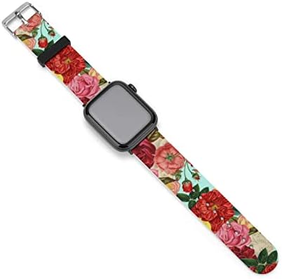 QUOP Мода Флорални Печатени Шема Wristband за Жените Компатибилен со Apple Види Бенд 38mm 40mm 42mm 44mm Меки Силиконски Спорт Бенд