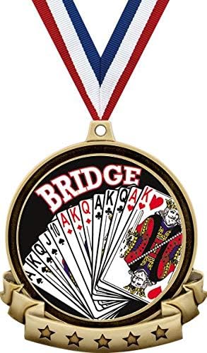 Мост Рака Медали - 2.5 Златен Мост Карти за Играње Медал Награда Вклучува Црвена Бела и Сина Вратот Лента, Голема Мост Награди Премиер