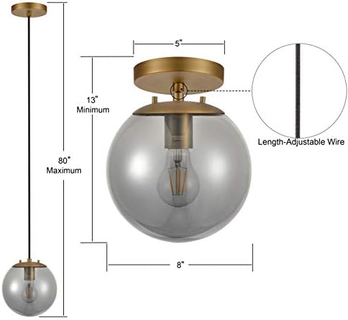 Sferra Златен Глобус Pendant Светлина Тела - Farmhouse Pendant Осветлување на Кујнски Остров - Модерна Виси Светла со Големи Пушеле