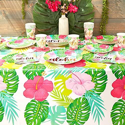 Цветни Пластични Tablecloth за Хавајски Luau Партија (54 x 108 во, Бела, 3 Парчиња)