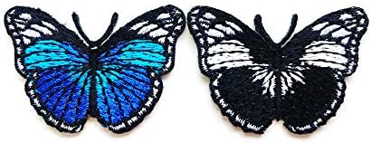 ТИ Сет од 2 Мали. Мини Убава Пеперутка Црна, Сина Симпатична Цртан филм Шие Железо на Извезена Applique Значка Знак Парче Облека