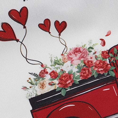 Mwfus Денот на Вљубените Памук, Лен Трпезариска Маса Тркач - 13 x 70Inch - Љубов Срце Црвено Бивол Plaid Не се Лизга Отпорни на Топлина