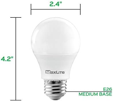 MaxLite A19 LED Сијалица, Ограден Тела Оценет, 40W Противвредност, 450 Lumens, Dimmable, E26 Медиум База, 2700K Мека Бела, 12-Пакет