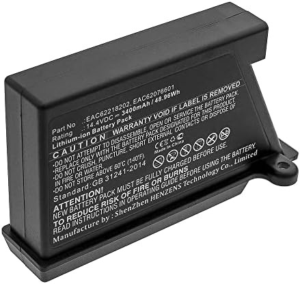 Синергија Дигитални Правосмукалка Батеријата, Компатибилен со LG EAC60766105 Правосмукалка, (Li-ion, 14.4 V, 3400mAh) Ултра Висок