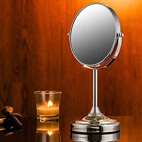 Ovente 7 Tabletop Шминка Огледало со Штанд, 1X & 7X Зголемувачот, Прилагодлив Врти Двојно Двострано Круг Суета Огледало, Идеален