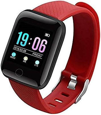 hhscute Паметни Часовници за Жени,Smart Watch Attemper Фитнес Притисни Порака Височина Метар за Android/iphone Телефони (Црвено)