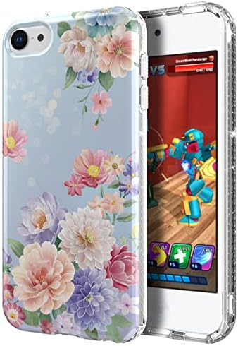 IDYStar Компатибилни со iPod Touch 7 Генерација Случај за Девојки, Жени, Сјајот Искра Јасно Флорални Дизајн на Корица,Тешко Браник