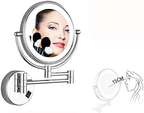 Поведе со Ѕид-Монтирани Двострано Make-Up Огледало Бања Виткање Телескопски Убавина во Огледало 3 Пати лупа Hd 360 ° Ротирачки Шминка