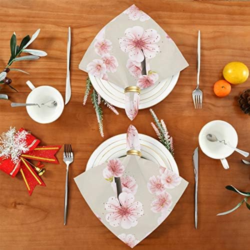 YUEND Печатење на Текстил Салфетки за Семејството Банкети Свадби Партии Ресторан Вечери Табела Лен Шема Сакура Цвет Јапонски Пролет