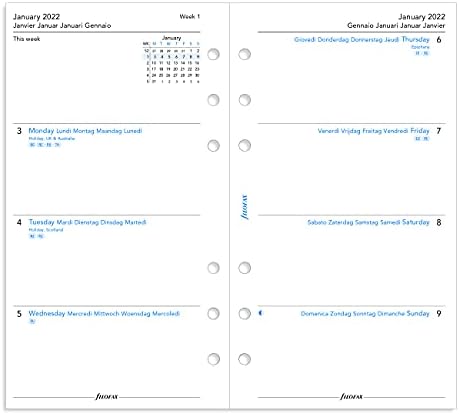 Filofax Оригиналниот Организатор, Лични Големина, Круша - Кожа, Шест Прстени, Недела-да-View Calendar Дневник, Повеќејазични, 2022