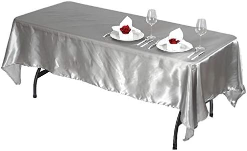 BalsaCircle 60x102 инчен Сребрени Сатенски Правоаголник Tablecloth Табела Покрие и Постелнина за Свадба Маса Крпа Партија Прием Настани