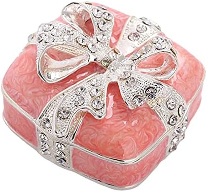 ZYSXJMY Кристал Шарки Накит Trinket Кутија со Емајл и Пенливи Rhinestones Подарок за Жените Девојки (Боја : Розова боја, Големина