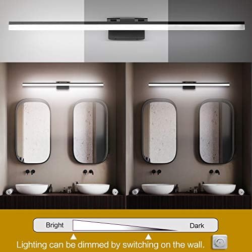 SOLFART Dimmable LED Црна Суета Осветлување Тела Ѕид Светлина Над Огледало за Бања 47.2 инчен