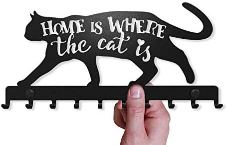 Копче за Држачот за Ѕид SweetHome Мачка (9-Кука Rack) Декоративни, Метал Закачалка за Пред Врата, Кујна, или Гаража | Продавница
