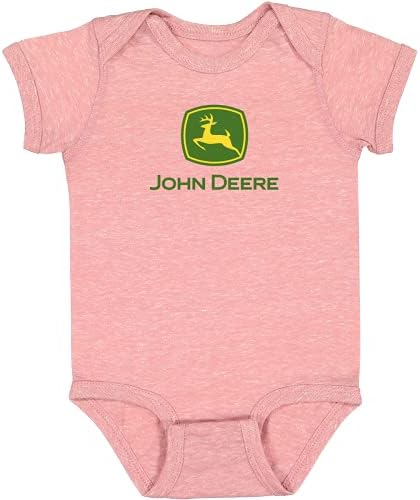 John Deere Бебе Девојка Кратко Sleeve Bodysuit со Големи Логото