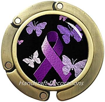 Виолетова Свеста Лента Чанта Кука,Рак На Дојка Свеста Лента Чанта Кука,Рак Лента Накит,Свест И Накит.F199 (E3)