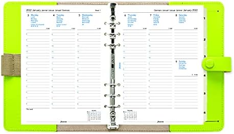 Filofax Оригиналниот Организатор, А5 Големина, Круша - Кожа, Шест Прстени, Недела-да-View Calendar Дневник, Повеќејазични, 2022 (C026037-22)