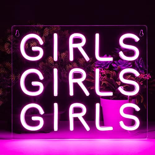 Девојки, Девојки, Девојки Неонски Знак - Розова Неонски Знак Неонски Светлина за Спалната Соба Бар Божиќ Роденден Ѕид Оркестарот
