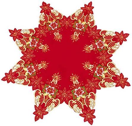 Grelucgo Везени Божиќ Одмор Црвено Мали Tablecloth (Octagon 33 Инчи)