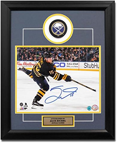 Џек Eichel Бивол Sabres Autographed Хокеј NHL 20x24 Пак Рамка - Autographed NHL Пакови