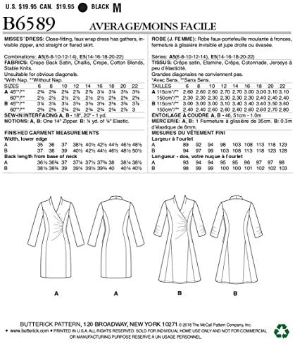 Butterick Модели Lisette Жените Коленото Должина Заврши Фустан за Шиење Модели, 6-8-10-12-14