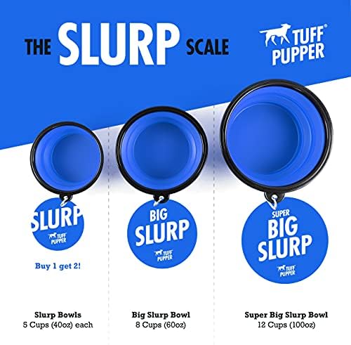Tuff Pupper SuperBigSlurp - Расклопна Куче Чаши | Погодно Куче Патување Чаши w/Складирање Капак | го Задржува Кученца Хидрирани и