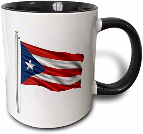 3dRose Puerto Rico на знамето пол над бела Rican Кригла, 11 оз, Црна