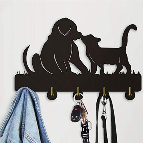 ChezMax Креативни Ѕид Дома Декорација Ѕиден Држач за Повикување Куки Ходникот Ѕиден Држач со 4 Куки за Влез Бања Плакарот Кучето&Црна