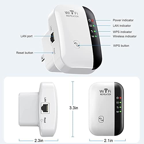 WiFi Extender Сигнал Бустер, На Најновата Генерација Безжичен Интернет Repeater, До 2640sq.ft /Долга Низа Засилувач со Ethernet Порта,