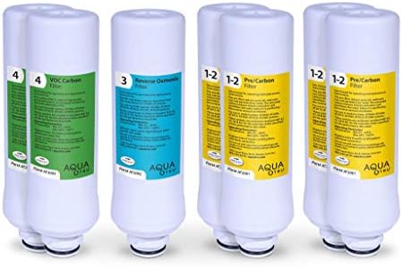 AquaTru - 2 Година Комбо Пакет - Вклучува 4 Пред-Филтри, 2 Јаглерод Филтри, и 1 RO Филтер за Countertop Реверзна Осмоза Вода и Систем за Прочистување