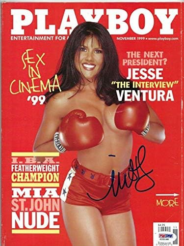 Миа Св. Јован Потпишан ноември 1999 Playboy Магазинот *Модел PSA X33198 - Autographed Бокс Списанија