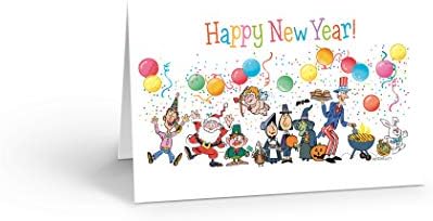 Среќна Нова Година Картички - 18 Заградени Нова Година Картички и Коверти - Смешно Нова Година Картички