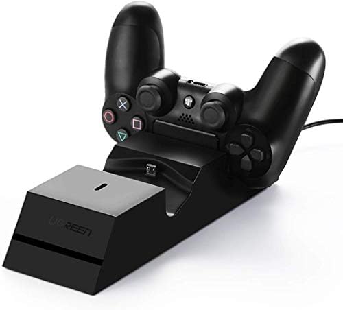 UGREEN PS4 Контролер Држачи за PS4 Станица за Полнење, 2.5 Часа за Целосно Полнење за 2 Контролори, DualShock 4 Приклучете го Полначот