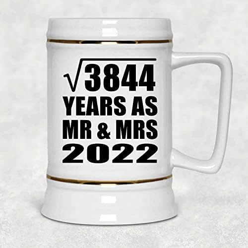 62nd Годишнината Квадратен Корен од 3844 Години Како Г-дин & Г-2022-22oz Пиво Штајн Керамички Бар Кригла Tankard Drinkware - за Жена