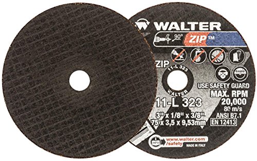 Валтер 11L323 ZIP Перформанси Сечење и Брусење Исклучување Тркало - [Пакет на 25] A-24-ZIP Ронки, 3 во. Абразивен. Абразивни Материјали