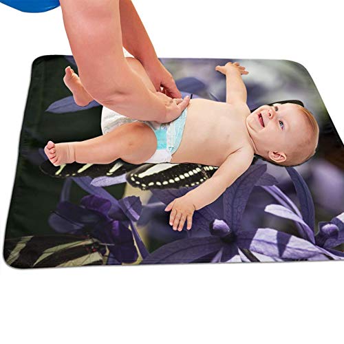 Бебе Преносни Менување На Подлога Големи Димензии(Беа 25,5X31.5) Водоотпорен Менување Пелена Мат за Новородено Бебе - Мулти-Функција за Складирање Торба—Пеперутка Инс