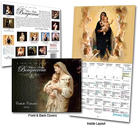 Католичкиот Верски Литургиски Ѕидниот Календар 2022: Година на Уметноста со Вилијам Bouguereau Месечна 11x8.5 | Католичката да Max