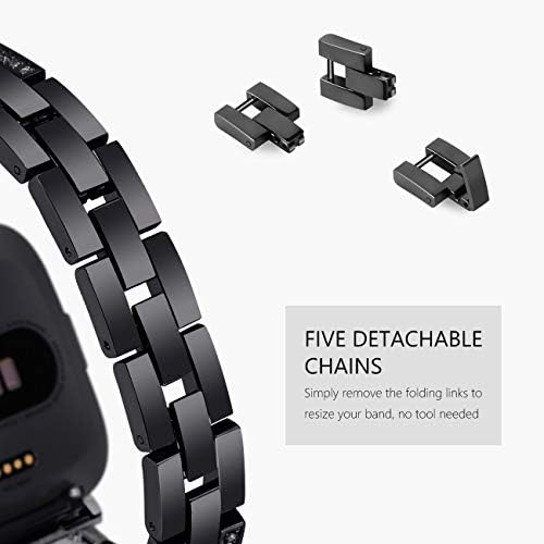 Surace Компатибилен со Fitbit Обратно 3 Бендови за Жените Нараквица со Дијамант Замена за Fitbit Смисла Бендови Smart Watch, Црна