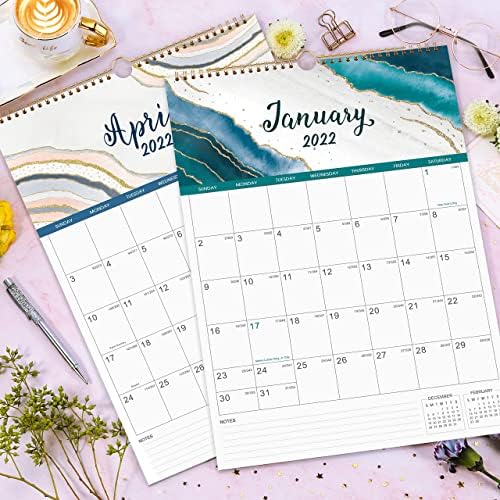 2022 Ѕид Calendar - Календар 18 Месечна со Дебела Хартија, 12 x 17, јануари 2022 - јуни 2023, Твин-Жица Обврзувачки + Виси Кука +
