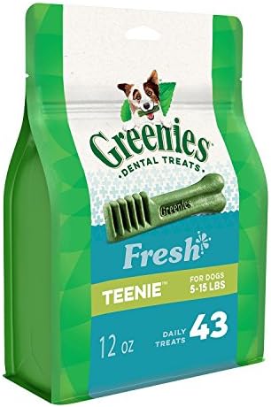 Greenies Свежи Стоматолошки Третира за Кучиња Teenies - 43 Пакет - (Кучиња 5-15 lbs) - Пакување од 2
