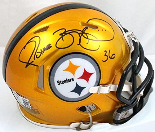 Џером Bettis Autographed Steelers Флеш Брзина Мини Шлем-Beckett W Холограмот Црна