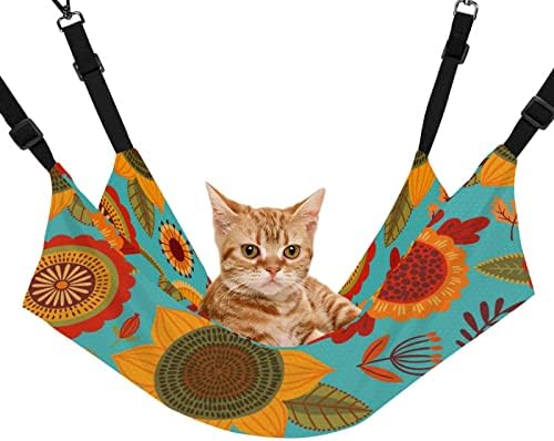 Цветни Голем Виси Мачка Hammock Кревет за Кафез или Стол | Пет Hammock со Прилагодливи Рака | Реверзибилна 2 Страни Мека Милениче