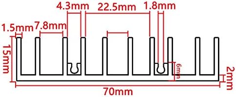 Unxuey 4Pcs Поставите Алуминиум Топлина Мијалник Ладилник Перка Бела Тон Алуминиум Радијатор за Моќ Транзисторски Засилувач од 70mm(L)